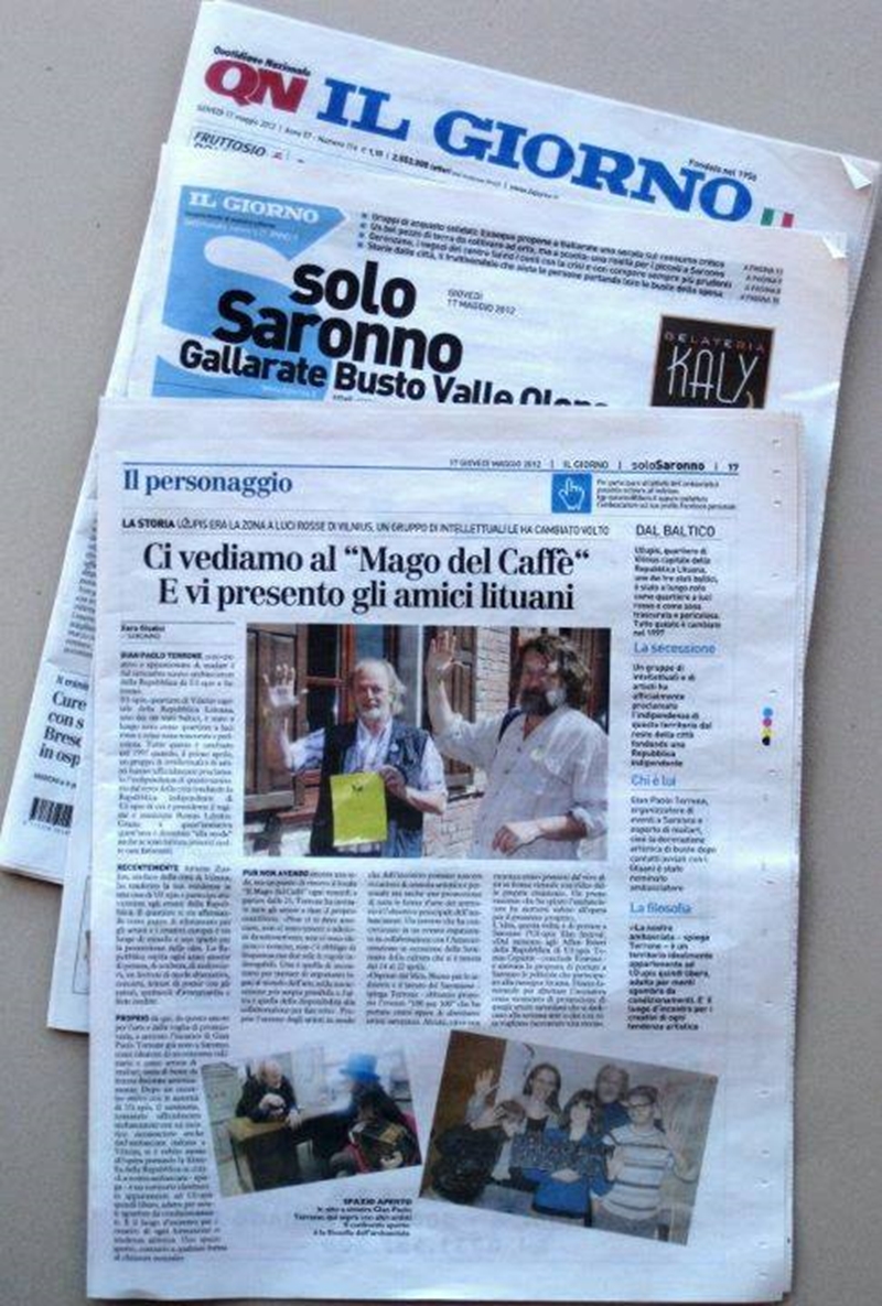 Articles in Italian press about Uzhupis visit